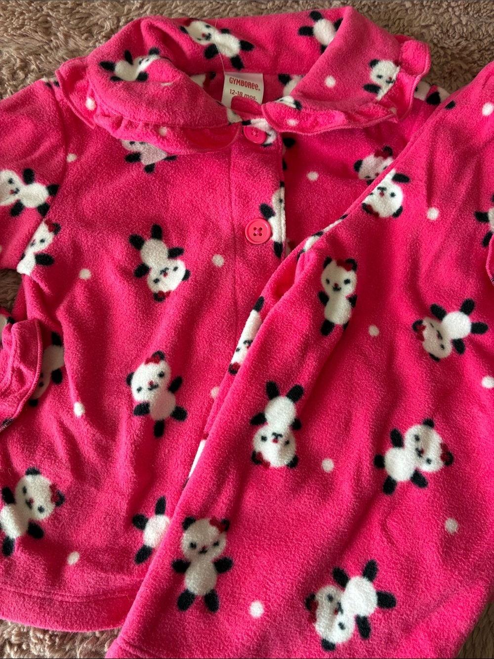 Gymboree Hot Pink Fleece Pajama Set with Panda Print
